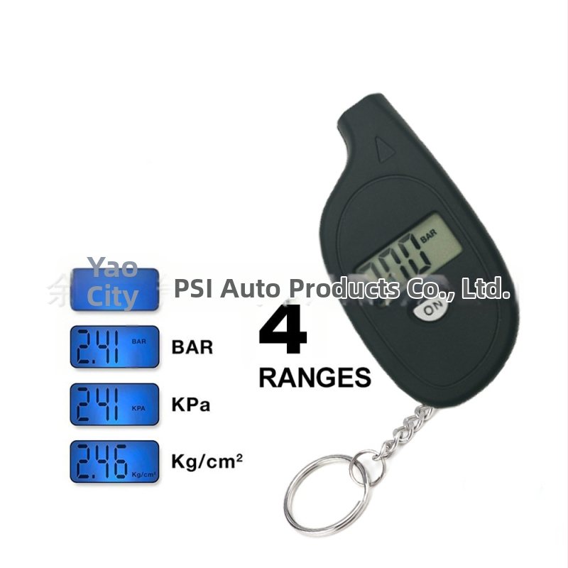 Raktų pakabukas su skaitmeniniu padangos slėgio matuokliu, elektroninis manometras HB-112, diapazonas 0-150, skaitmeninis ekranas, didelis tikslumas