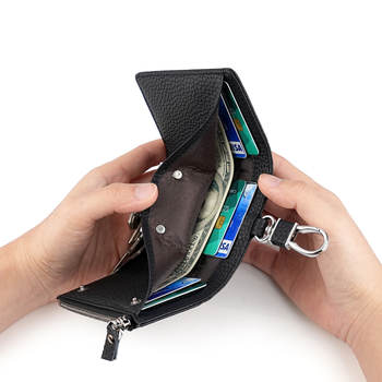 Torba za ključeve od prave kože, prvi sloj teleće kože, prugasti uzorak, unisex, gradski minimalistički stil, podstava od poliestera, džep za novčiće sa zatvaračem