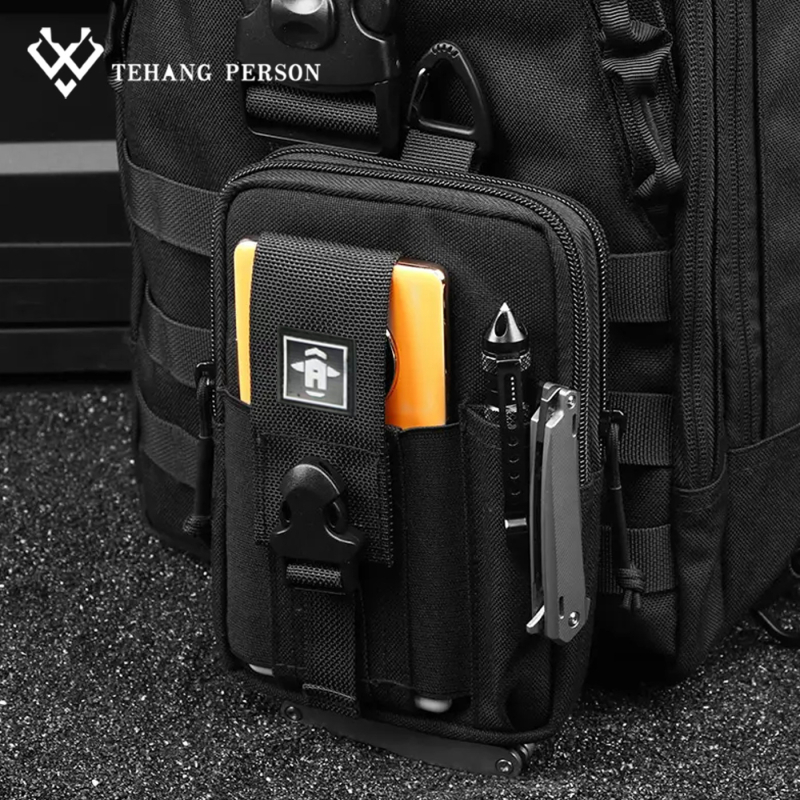 Muška taktička pojasna torba za telefon, crossbody, poliester, prozračna, vodootporna, otporna na habanje, 0,22 kg