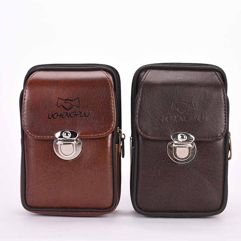 Muška reljefna torbica za struk, od PU kože, otporna na habanje, podstava od poliester, pogodna za poslovna putovanja