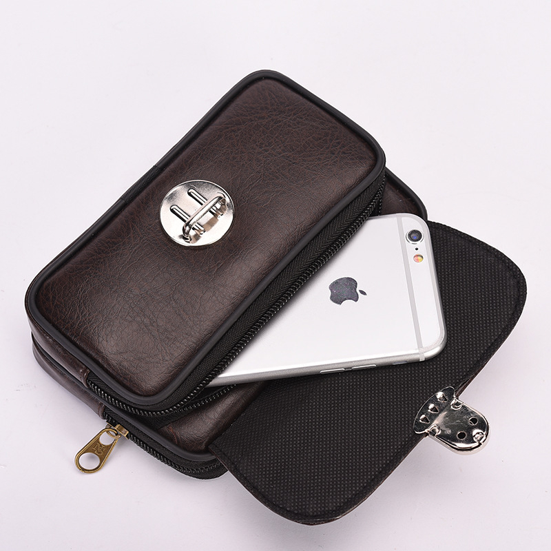 Muška reljefna torbica za struk, od PU kože, otporna na habanje, podstava od poliester, pogodna za poslovna putovanja