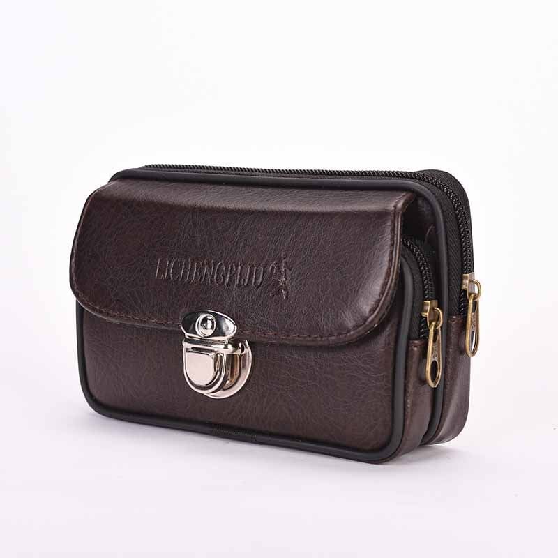 Muška reljefna torbica za struk, od PU kože, otporna na habanje, podstava od poliester, pogodna za poslovna putovanja