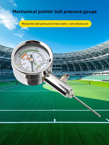 Tiesneša bumbu spiediena manometrs – adatas tipa, metāls; piemērots futbolam, basketbolam un volejbolam; apmācības palīgs; pielāgojams