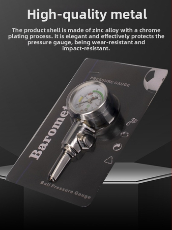 Tiesneša bumbu spiediena manometrs – adatas tipa, metāls; piemērots futbolam, basketbolam un volejbolam; apmācības palīgs; pielāgojams