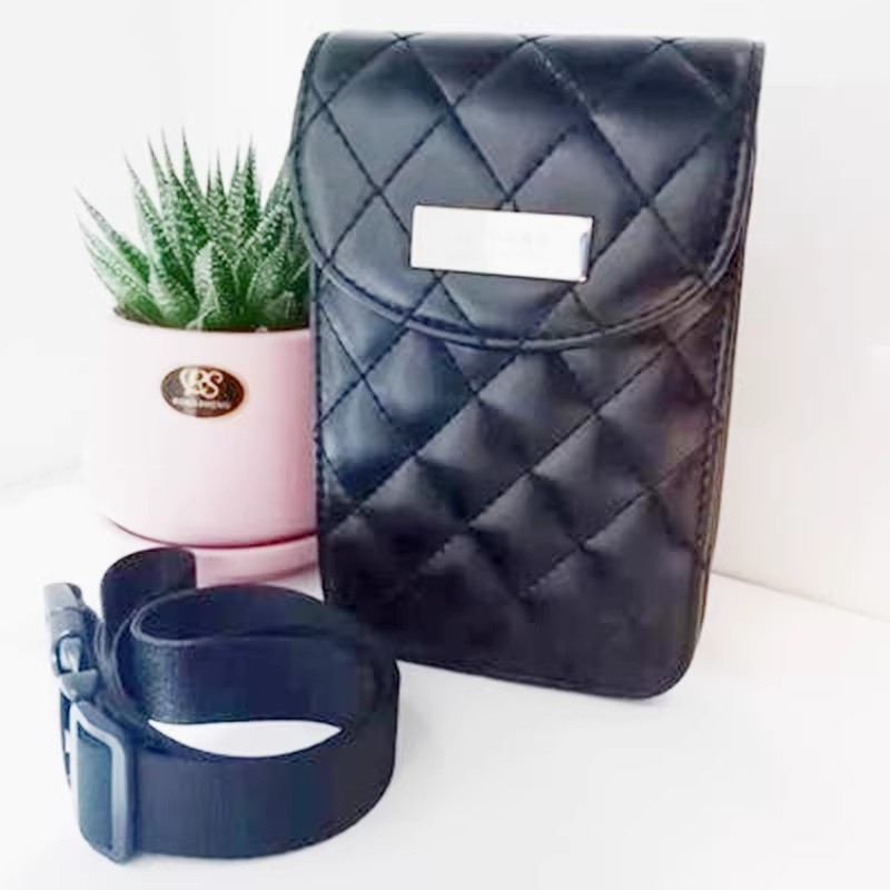 Geantă crossbody/centură cu lanț, design capitonat, utilizare dublă, stil vertical, închidere magnetică, buzunar laminat cu fermoar, căptușeală din nylon