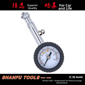Метален манометър за налягане в гумите, механичен барометър, марка CZS/Che, диапазон 0–100 psi, точност ±2 psi, материали мед, метал и гума, множество единици измерване