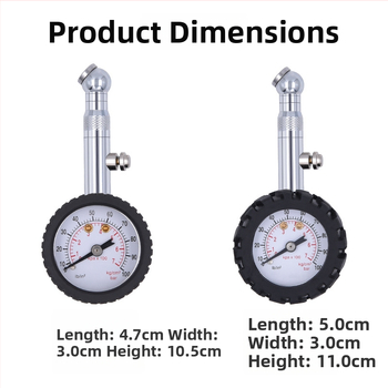 Метален манометър за налягане в гумите, механичен барометър, марка CZS/Che, диапазон 0–100 psi, точност ±2 psi, материали мед, метал и гума, множество единици измерване