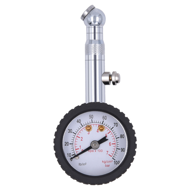 Метален манометър за налягане в гумите, механичен барометър, марка CZS/Che, диапазон 0–100 psi, точност ±2 psi, материали мед, метал и гума, множество единици измерване
