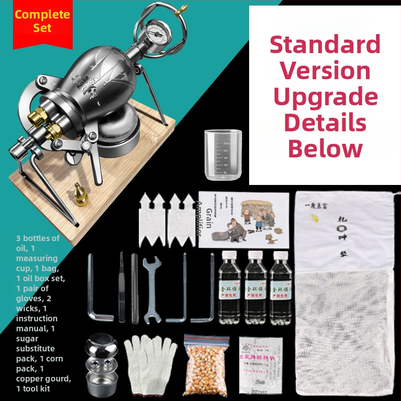 Mașină de popcorn pentru uz casnic, manivelă manuală, design clasic, oțel inoxidabil 304, potrivit pentru alimente