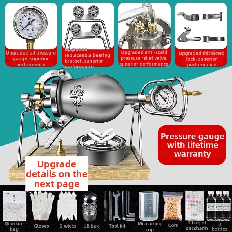 Mașină de popcorn pentru uz casnic, manivelă manuală, design clasic, oțel inoxidabil 304, potrivit pentru alimente