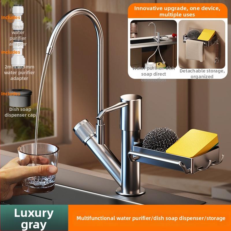 Dávkovač tekutého mydla do kuchyne s ručným stlačením a integrovaným podnosom, ABS materiál, brúsený povrch, moderný minimalistický štýl, stolový spôsob montáže
