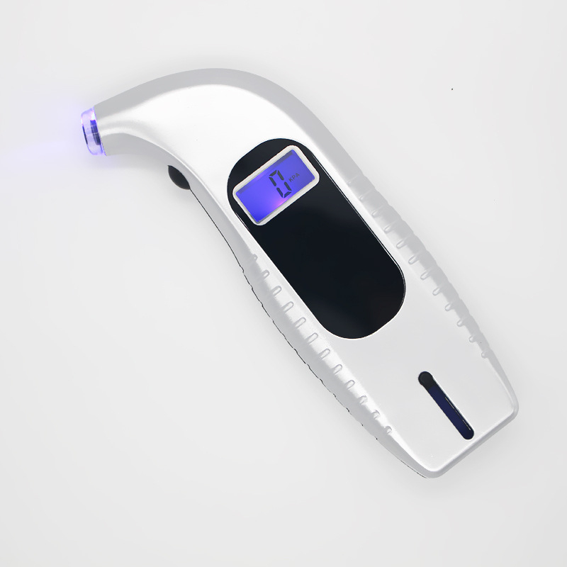 2-u-1 digitalni mjerač tlaka guma automobila s mjerenjem dubine gaznoga kanala, plavi pozadinski zaslon, raspon tlaka 10-150 psi, točnost 0,01 bar, jedinice psi/bar/kPa/kg/cm², model 00009, branda Timo