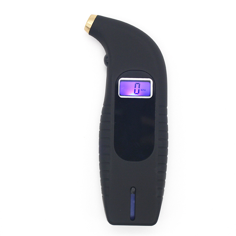 2-u-1 digitalni mjerač tlaka guma automobila s mjerenjem dubine gaznoga kanala, plavi pozadinski zaslon, raspon tlaka 10-150 psi, točnost 0,01 bar, jedinice psi/bar/kPa/kg/cm², model 00009, branda Timo