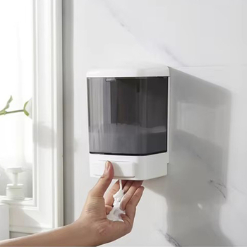 Стенен дозатор за сапун (пластмасов; ръчно натискане; инжекционно формован; тегло 324 g; модерен минималистичен стил)