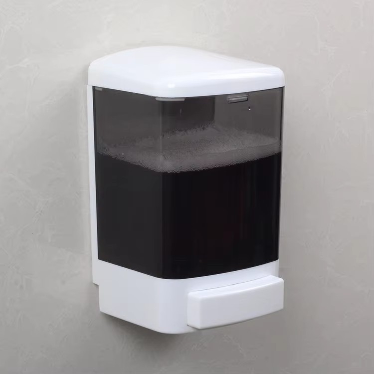 Стенен дозатор за сапун (пластмасов; ръчно натискане; инжекционно формован; тегло 324 g; модерен минималистичен стил)