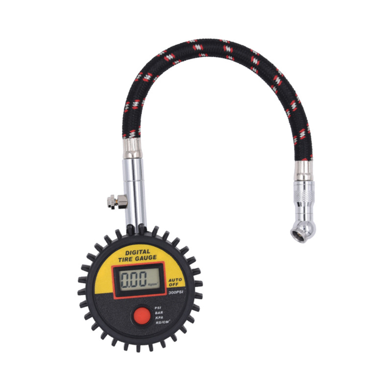 Високоточен инструмент за надуване на гуми с цифров манометр LED, диапазон 0-300 psi, точност +/-1.5 psi, ABS пластмасов корпус, CR2032 батерия.