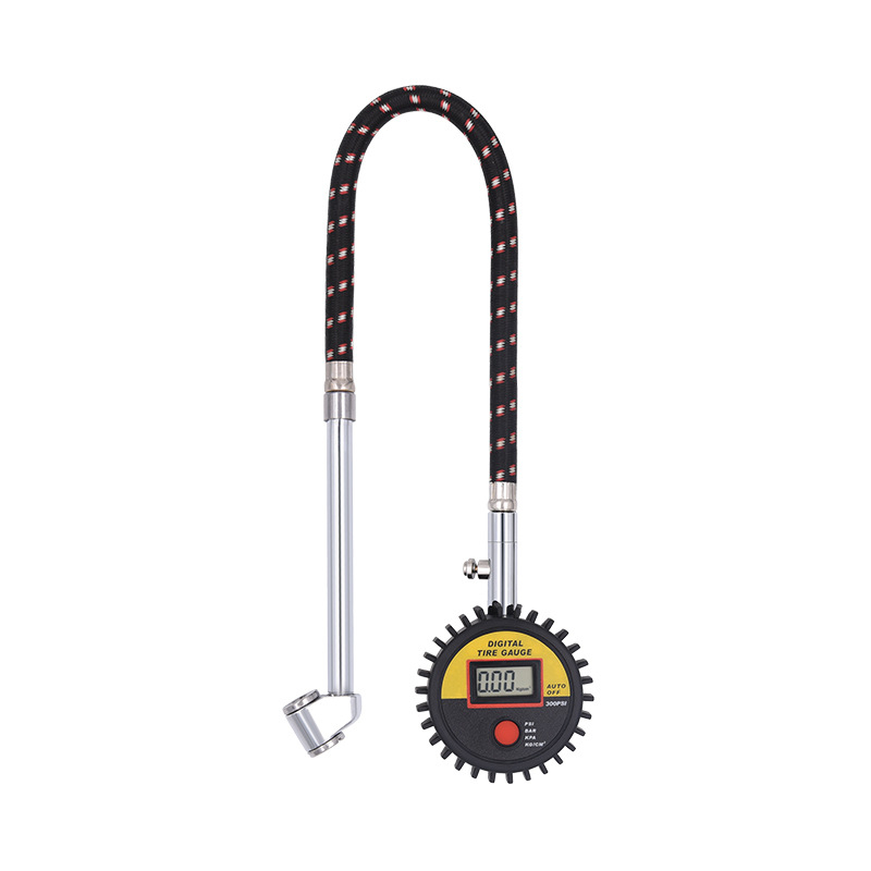 Високоточен инструмент за надуване на гуми с цифров манометр LED, диапазон 0-300 psi, точност +/-1.5 psi, ABS пластмасов корпус, CR2032 батерия.