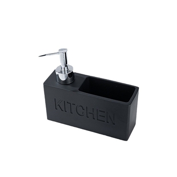 Kézi nyomású adagoló készlet gyantából készült tároló dobozzal, szivacs tartóval és tároló dobozzal, konyha és fürdőszobába; modern minimalista stílus, 580 g, felületi bevonat