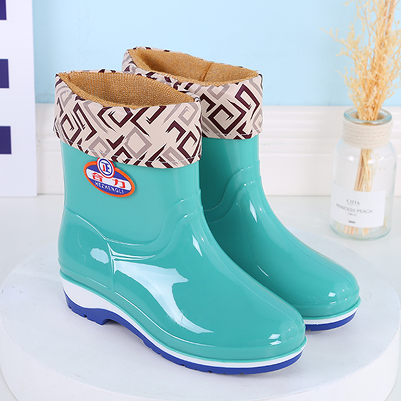 Cizme de ploaie pentru femei, PVC partea superioară, glezna scurtă, antiaderente, impermeabile, toc 1–3 cm