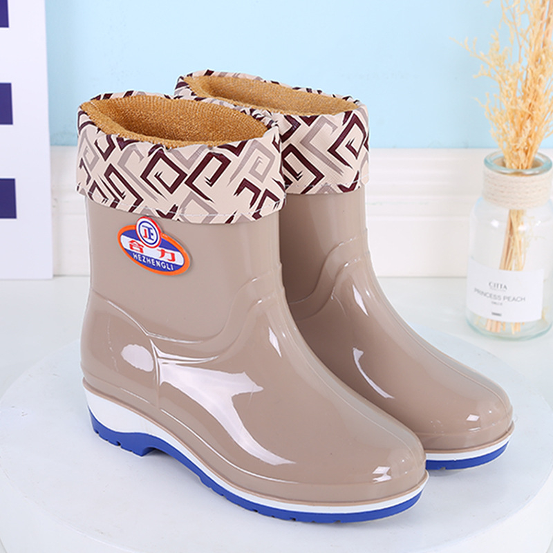 Cizme de ploaie pentru femei, PVC partea superioară, glezna scurtă, antiaderente, impermeabile, toc 1–3 cm
