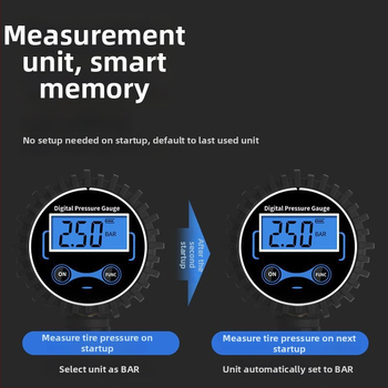 Augstas precizitātes digitālais riepu spiediena mērītājs ar uzpildes pistoli un LCD displeju