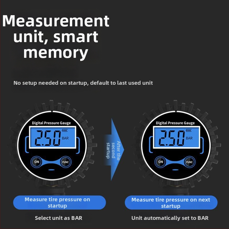Kõrge täpsusega digitaalne rehvi rõhumõõtja koos täitmisrelvaga ja LCD-ekraaniga