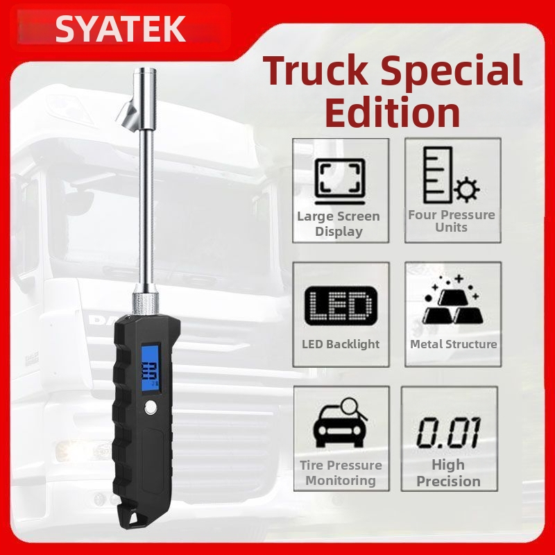 Augstas precizitātes digitālais riepu spiediena mērītājs ar uzpildes pistoli un LCD displeju