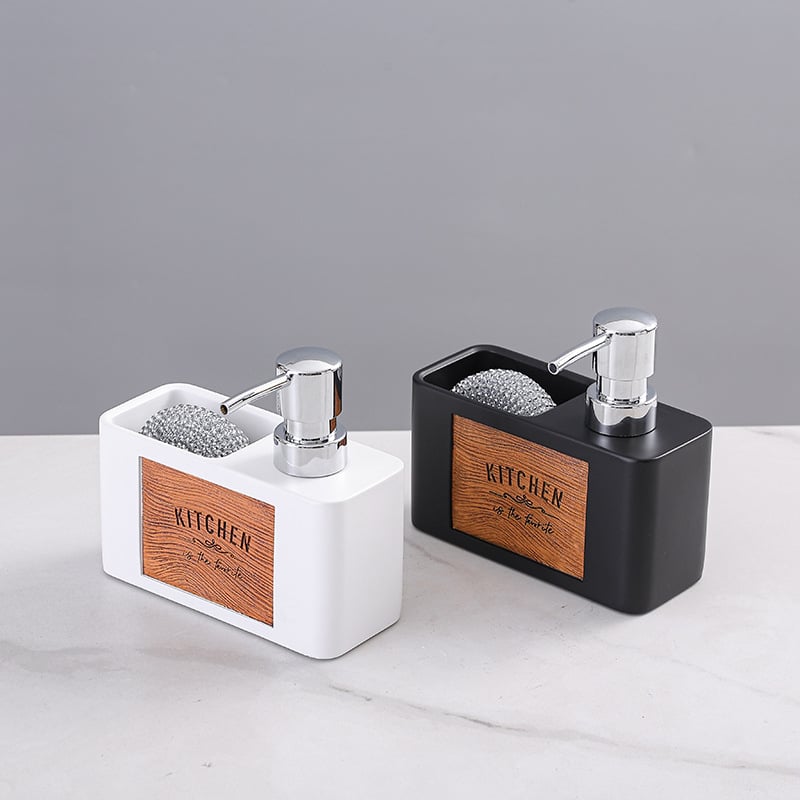 Дозатор за сапун за кухня, корпус от смола, тегло 450 g, полирана повърхност, ръчно натискане, модерен минималистичен стил