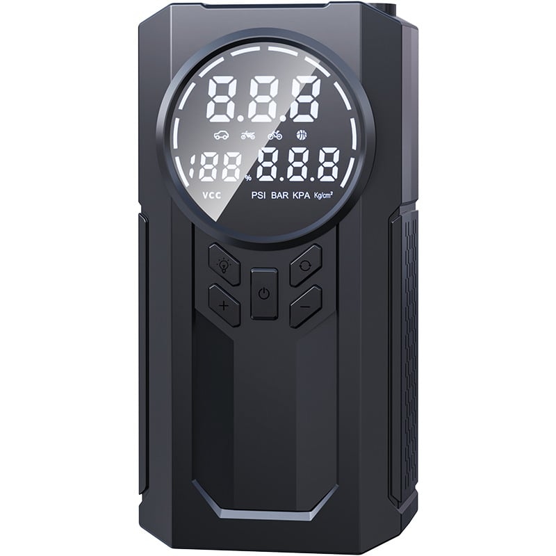 Prijenosni bežični automobilni pumpač zraka za gume 12V — 100W, 30 L/min, Digitalni zaslon, Mjerač tlaka i signalna lampica