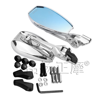 Motorkerékpár visszapillantó tükör, négyzet alakú, alumíniumötvözet ház, modell 68986, szerelés: első és hátsó fogazás