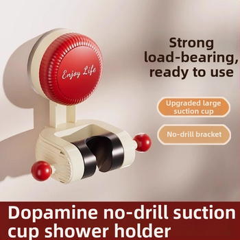 Dušo laikiklis su judančia siurbimo kilpa, be gręžimo, ABS dušo galvutės pagrindas, vonios lentyna