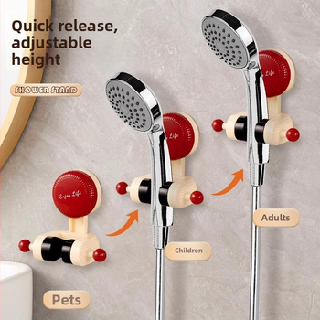 Dušo laikiklis su judančia siurbimo kilpa, be gręžimo, ABS dušo galvutės pagrindas, vonios lentyna