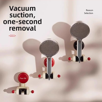 Dušo laikiklis su judančia siurbimo kilpa, be gręžimo, ABS dušo galvutės pagrindas, vonios lentyna