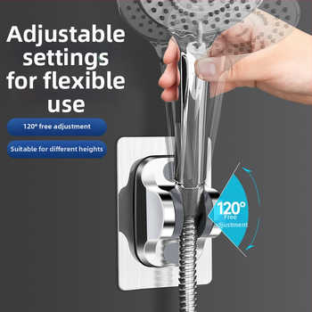 Dušo galvutės laikiklis be gręžimo – ABS medžiaga, siurbimo tvirtinimas prie sienos, šiuolaikinis minimalistinis stilius, vonios aksesuaras