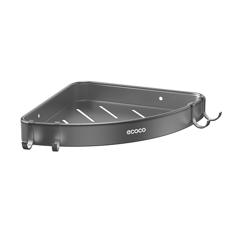 Raft triunghiular de baie montat pe perete – suprafață lustruită, material Space aluminiu, încărcare 1–5 kg, un singur nivel, stil modern minimalist