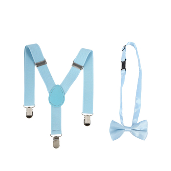 Παιδικό σετ τιράντες και παπιγιόν, unisex, ελαστικός ιμάντας, ρυθμιζόμενος μήκος, 3 κλιπ, διασταυρωμένος σχεδιασμός, σετ δύο τεμαχίων