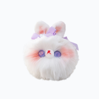 Kézzel készült nyuszis plüss kulcstartó csillogó szemekkel