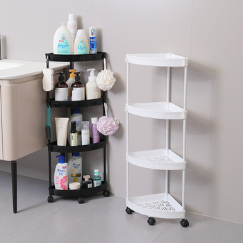 Raft de colț pentru baie, podea, 4 etaje, material PP, mobil, fără găuri