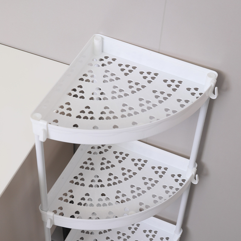 Raft de colț pentru baie, podea, 4 etaje, material PP, mobil, fără găuri