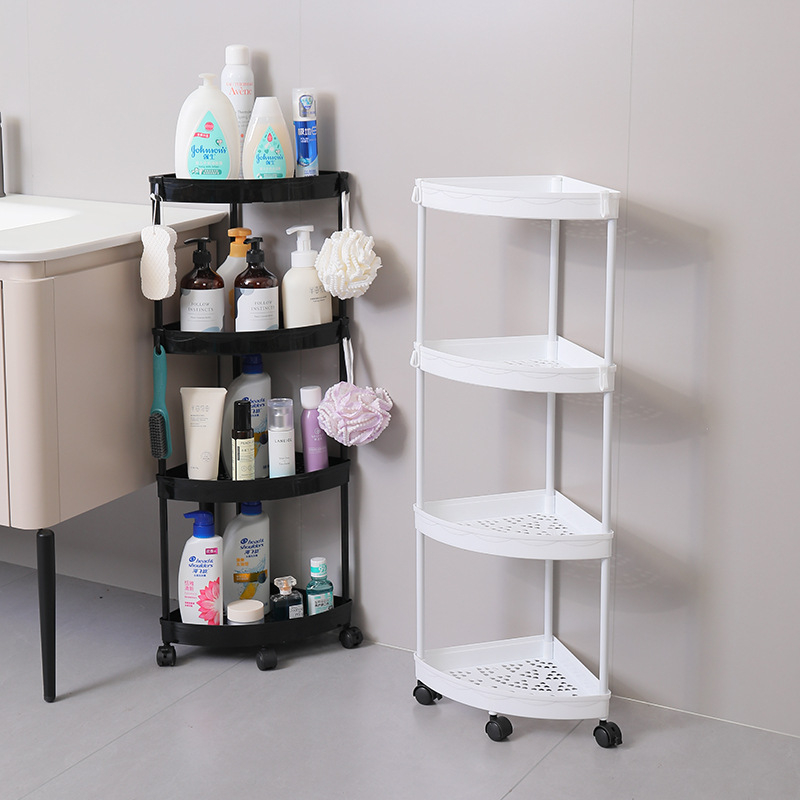 Raft de colț pentru baie, podea, 4 etaje, material PP, mobil, fără găuri