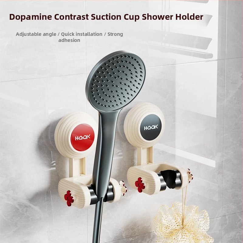 Dušo galvos laikiklis – judantis, be gręžimo (Montavimas: siurbimo prie sienos; Medžiaga: plastikas; Stilius: paprastas ir šiuolaikiškas; Kategorija: vonios lentyna)