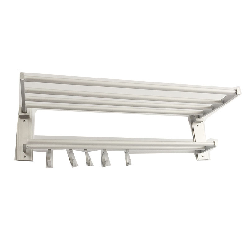 Сгъваема закачалка за кърпи от Space алуминий, монтаж без пробиване, мултислойна баня-органайзер, повърхност оксидирана