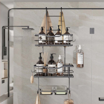 3 pakopų nerūdijančio plieno vonios kambario lentyna, kablio tvirtinimas, nuimama, be gręžimo, drėgnai ir sauso saugojimui