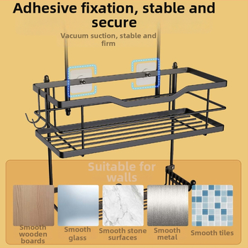 3 pakopų nerūdijančio plieno vonios kambario lentyna, kablio tvirtinimas, nuimama, be gręžimo, drėgnai ir sauso saugojimui