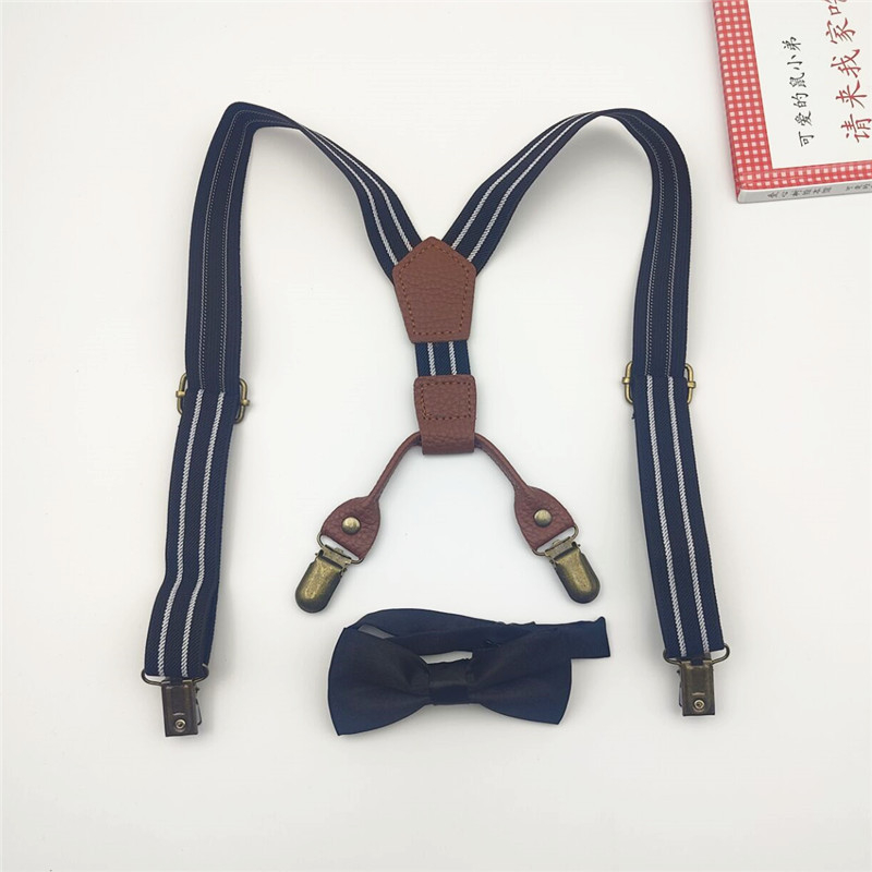 Dječji set s klipsama za naramenice i bow tie, 4 klipa, elastična traka, podesiva duljina, unisex