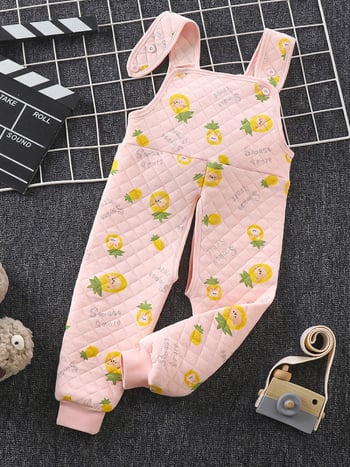 Vaikų medvilninės trijų sluoksnių šiltos kelnės su petnešėlėmis, fliso pamušalas, tarpo tarp kojų atidarymas, aukštos talijos, ruduo ir žiemа