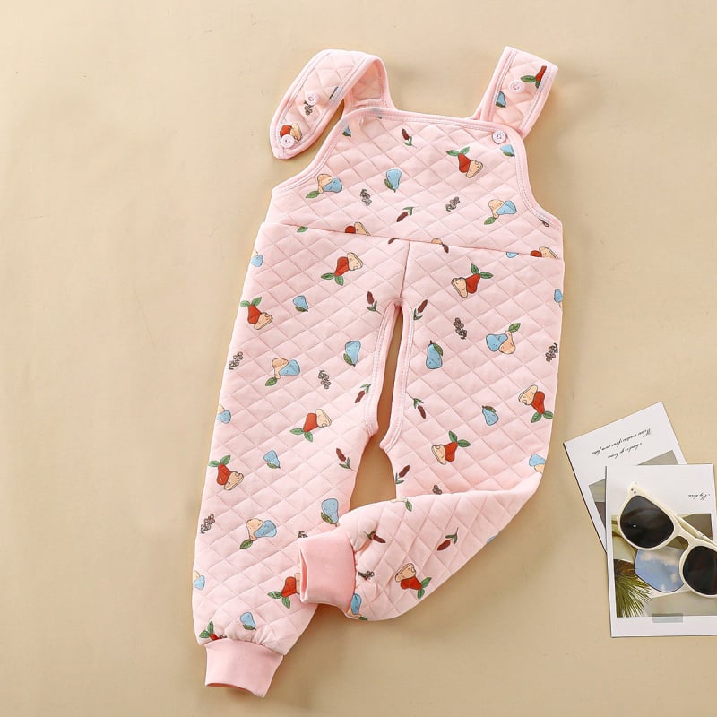 Vaikų medvilninės trijų sluoksnių šiltos kelnės su petnešėlėmis, fliso pamušalas, tarpo tarp kojų atidarymas, aukštos talijos, ruduo ir žiemа