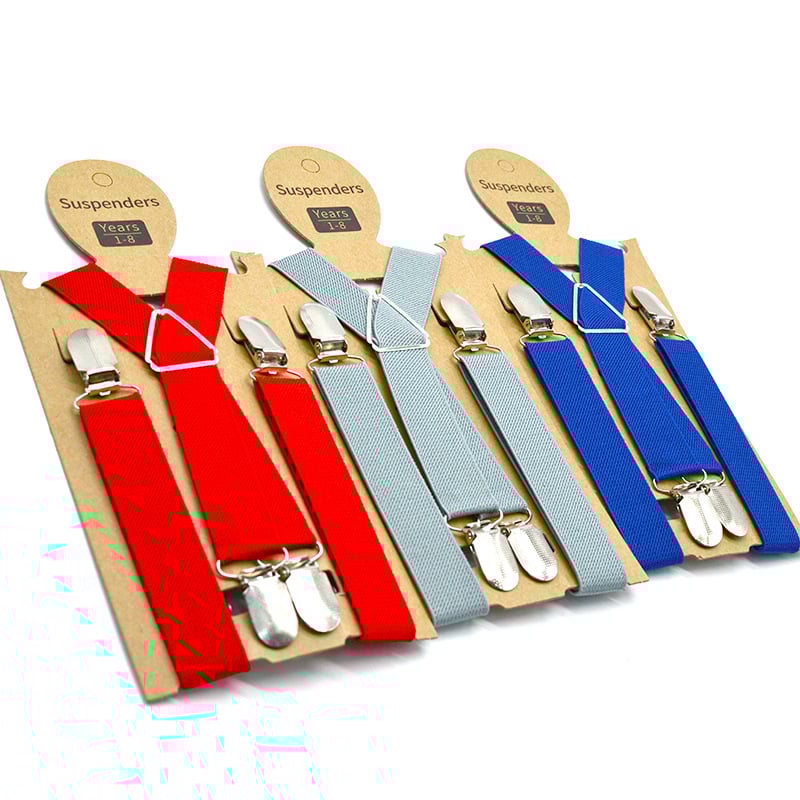 Dječje naramenice za hlače s četiri klipsa i trokuti trakom (elastičan materijal; 4 klipsa; podesiva duljina; snažna elastičnost; križni pojas)