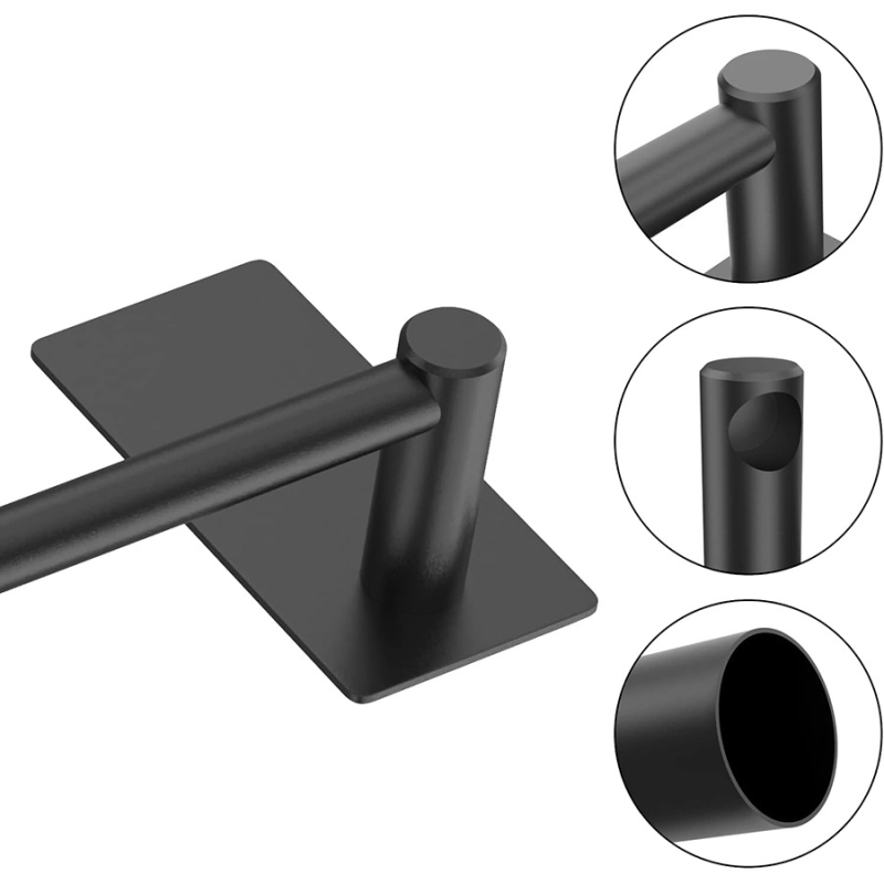 Držač za ručnike s ljepilom za kupaonu, bez bušenja, od nehrđajućeg čelika 304, brušeni završni sloj, nosivost 5 kg