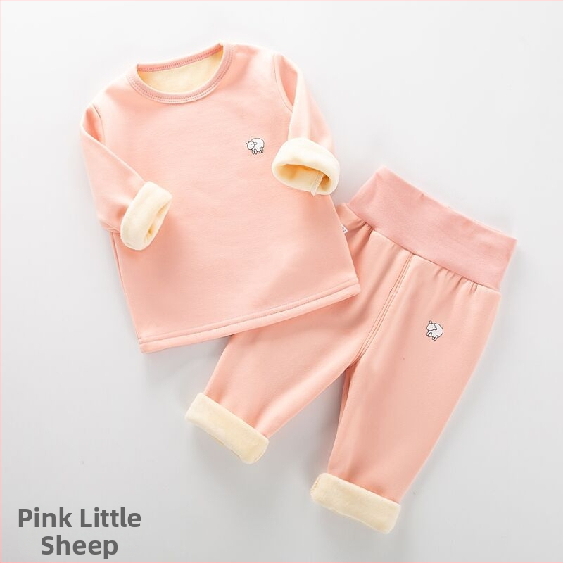 Bērnu ziemas termokomplekts ar flīsa iekšpusi, bieza Milk Silk auduma, augsta vidukļa aizsardzība vēderam, apaļš kakla izgriezums